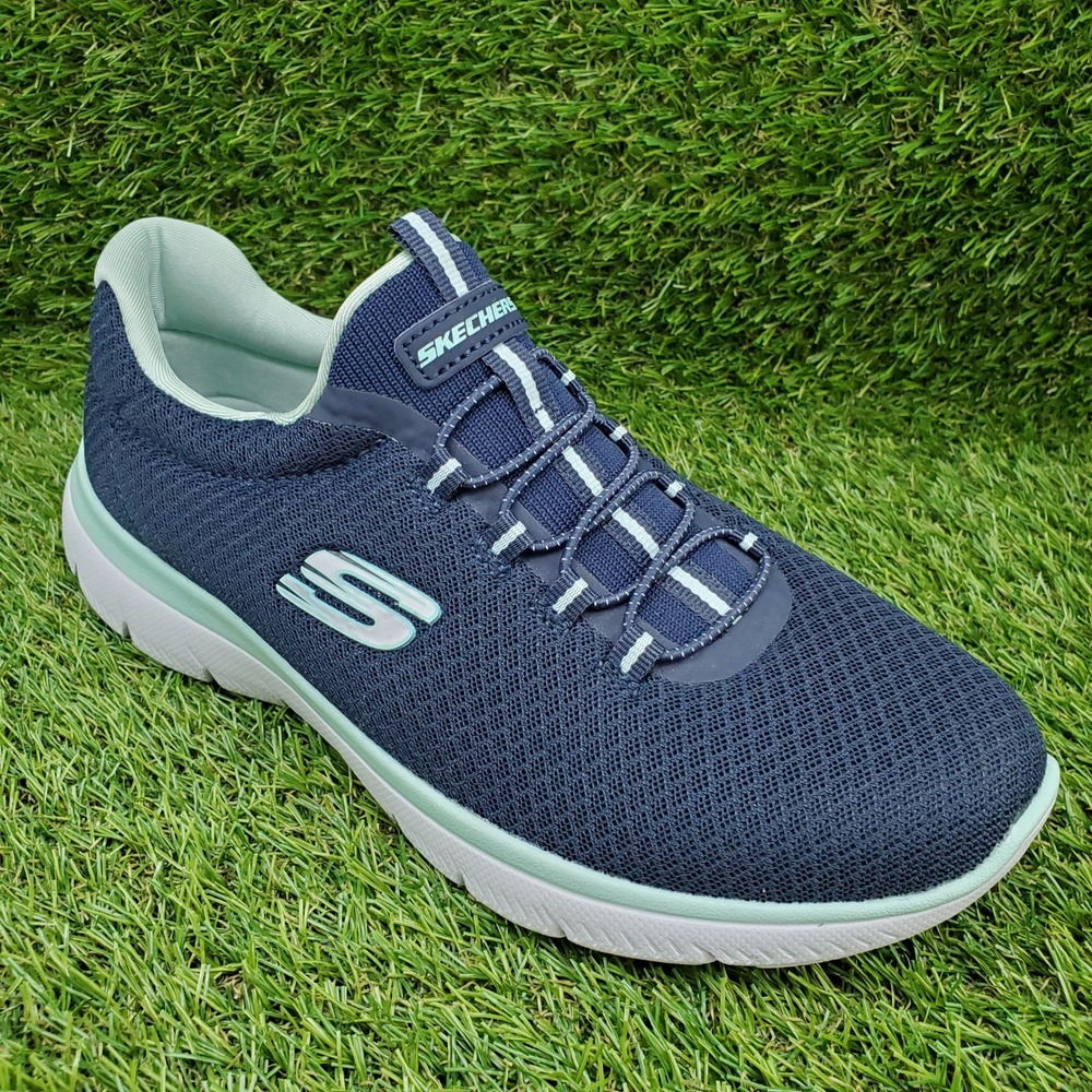 Skechers Summits SIZE 7 Women's Memory Foam Slip On Walking Shoes Navy Aqua